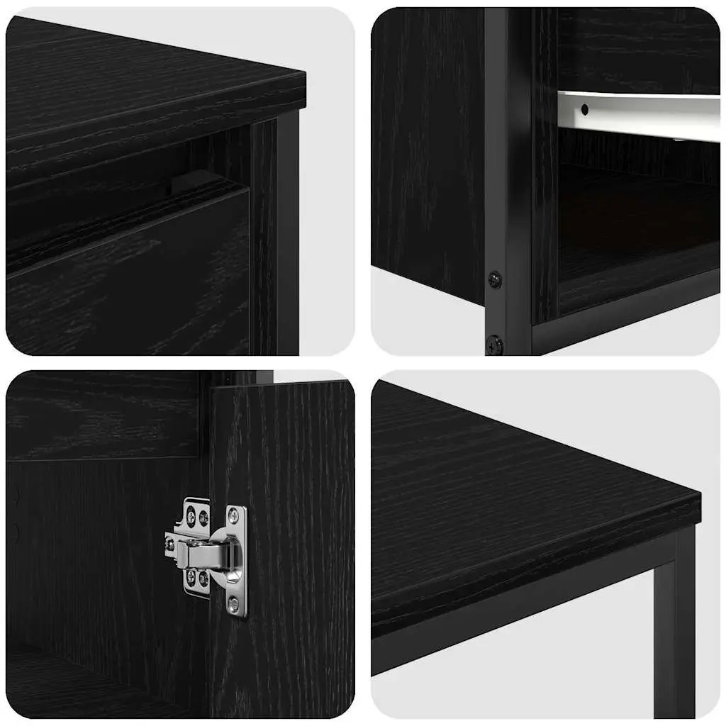 Bathroom Furniture Set 3 pcs Black Oak Vanity Storage Cabinet Drawers Shelves