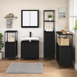 Reliable 5-Piece Black Oak Bathroom Vanity Set