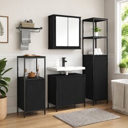 Stylish Black Oak Bathroom Vanity Unit Set of 3