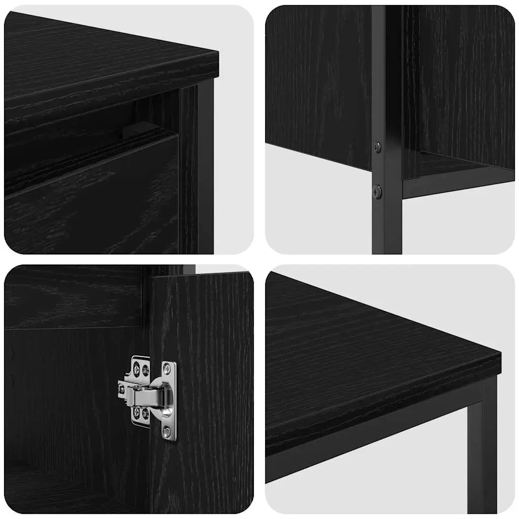 Bathroom Furniture Set Storage Unit Vanity Cabinet with Mirror 3pcs Black Oak