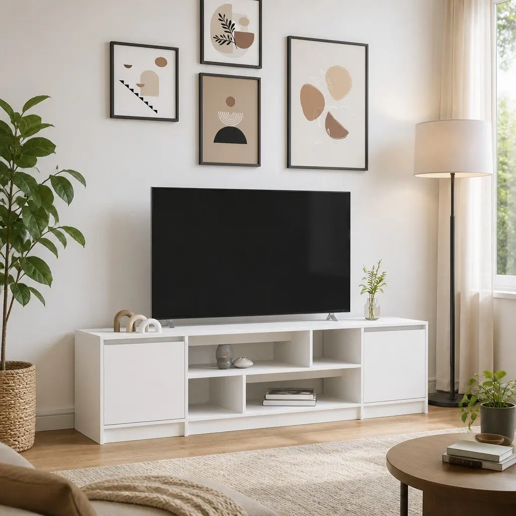 TV Cabinet Storage Unit Engineered Wood 188.5 x 41 x 50 cm White
