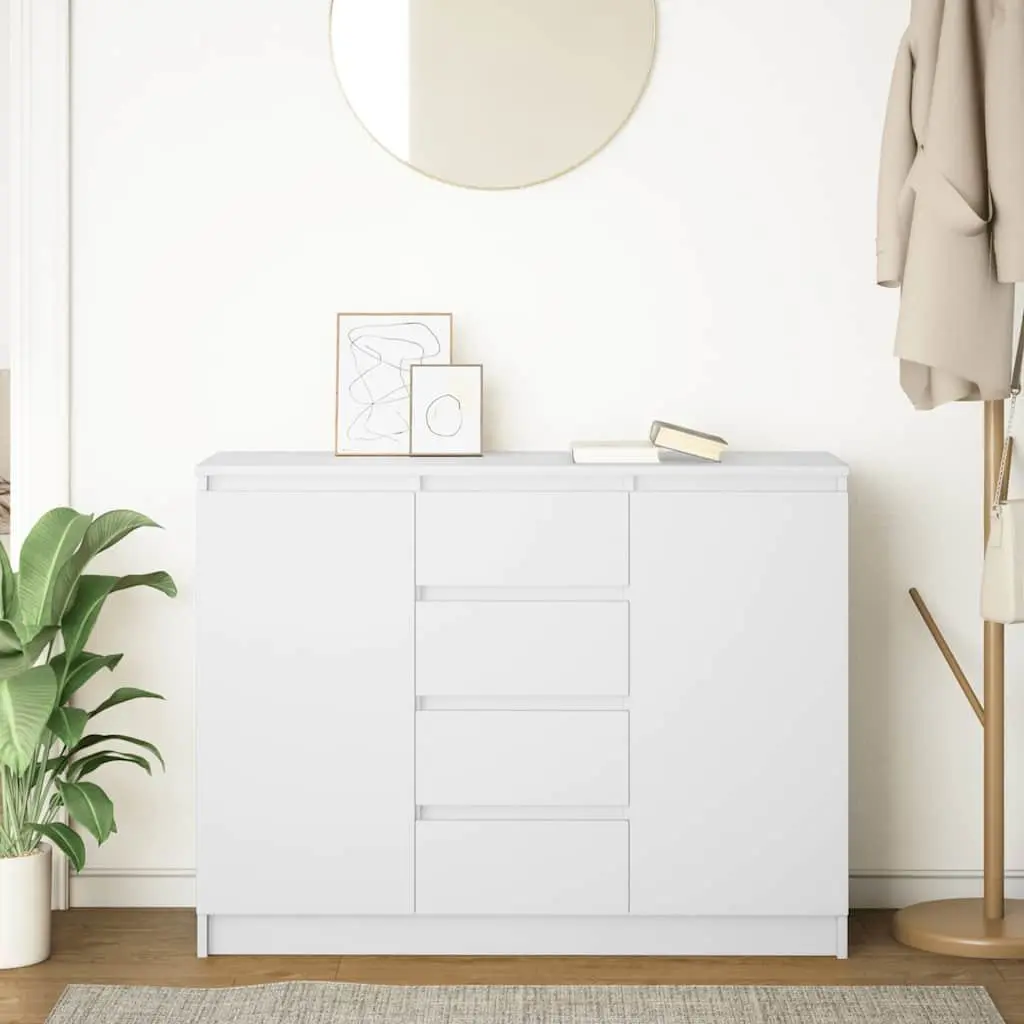 Sideboard with Drawers White Storage Cabinet Engineered Wood Buffet Organiser