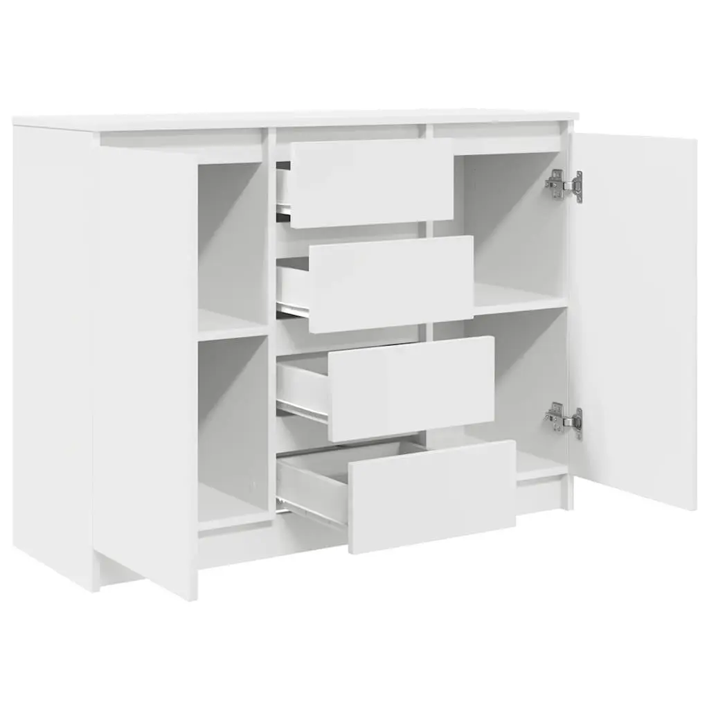 Sideboard with Drawers White Storage Cabinet Engineered Wood Buffet Organiser