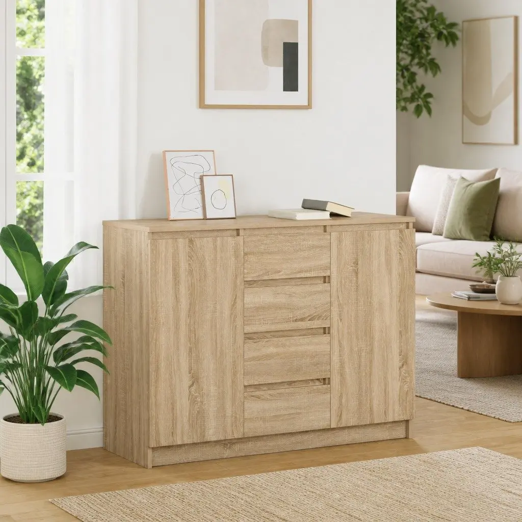 Sideboard with Drawers Storage Cabinet Sonoma Oak Brown Engineered Wood