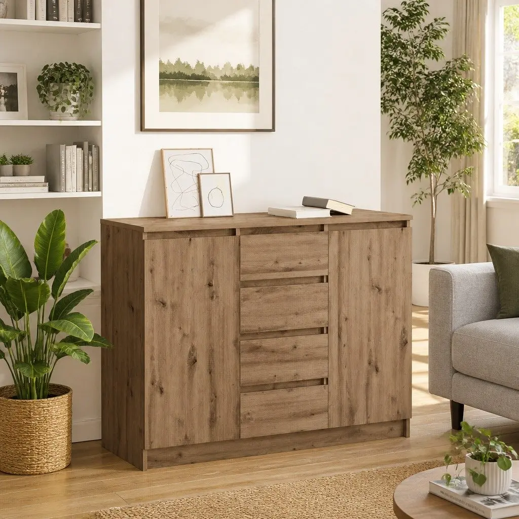Sideboard Storage Cabinet with Drawers and Doors 1005mm x 350mm x 760mm Brown Engineered Wood