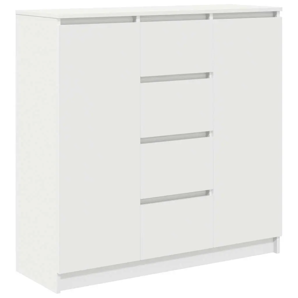 White Sideboard with Drawers and Shelves