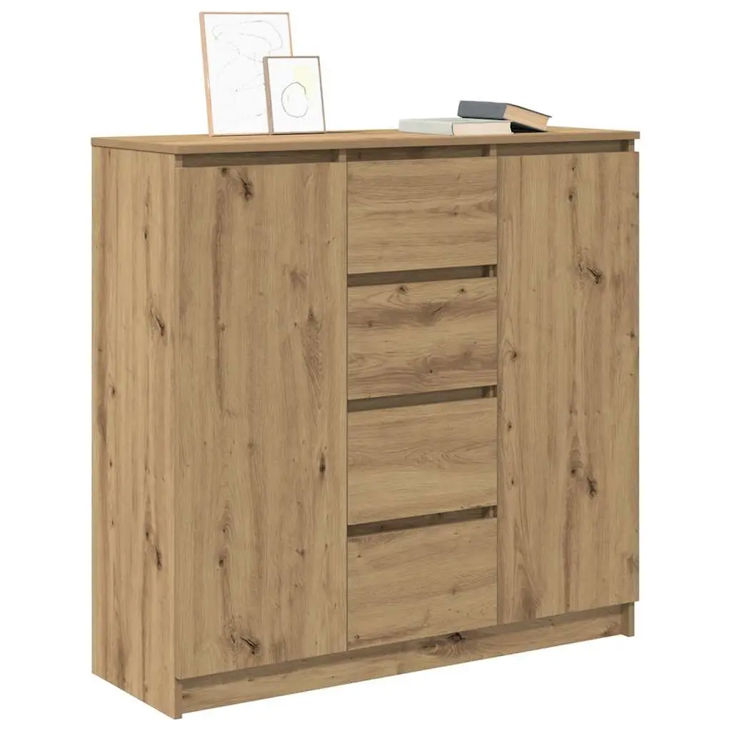 Sideboard with Drawers Brown Storage Cabinet Engineered Wood Living Room