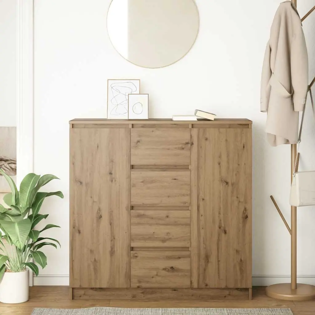 Sideboard with Drawers Brown Storage Cabinet Engineered Wood Living Room