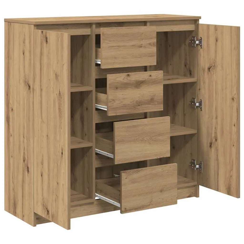 Sideboard with Drawers Brown Storage Cabinet Engineered Wood Living Room