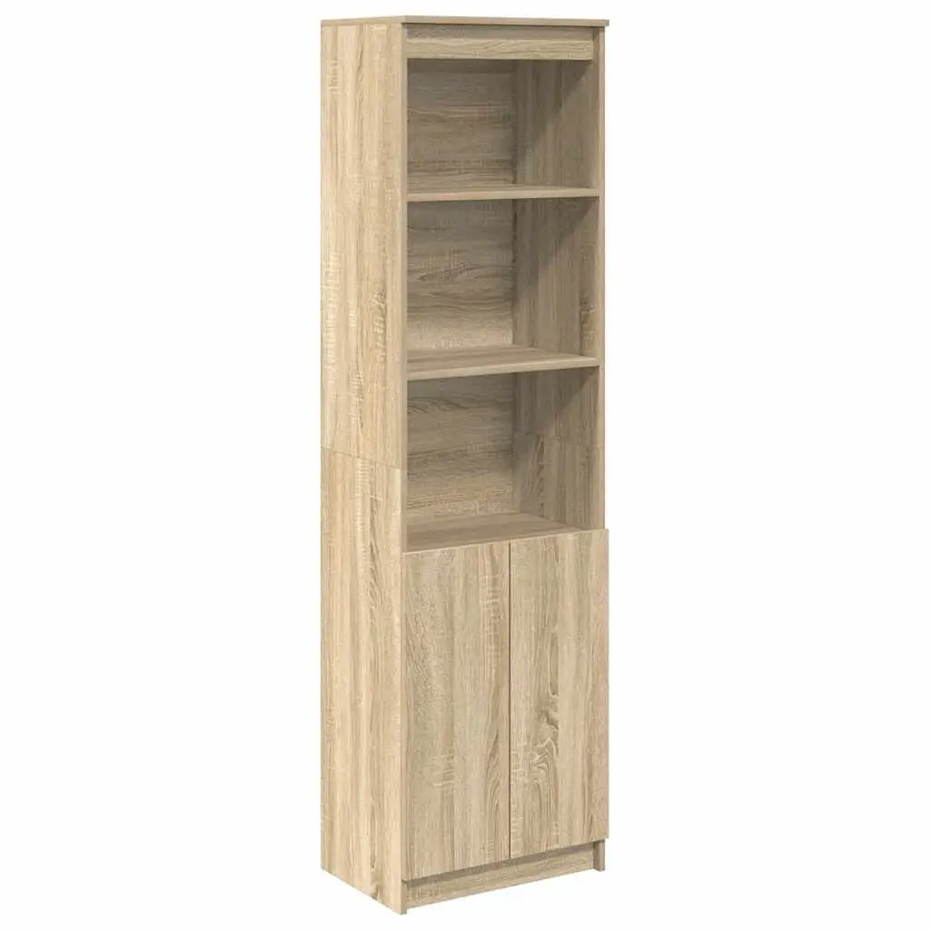 Highboard Storage Cabinet Brown Engineered Wood Tall Cupboard Sideboard Buffet