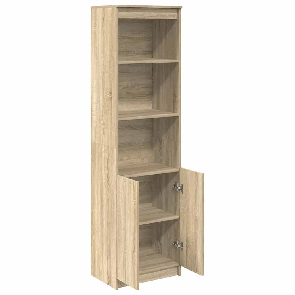 Highboard Storage Cabinet Brown Engineered Wood Tall Cupboard Sideboard Buffet