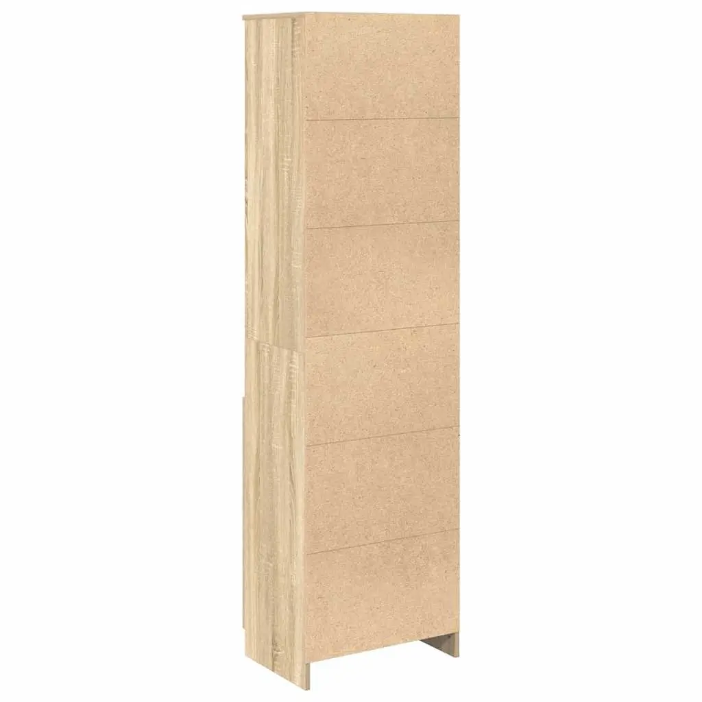 Highboard Storage Cabinet Brown Engineered Wood Tall Cupboard Sideboard Buffet