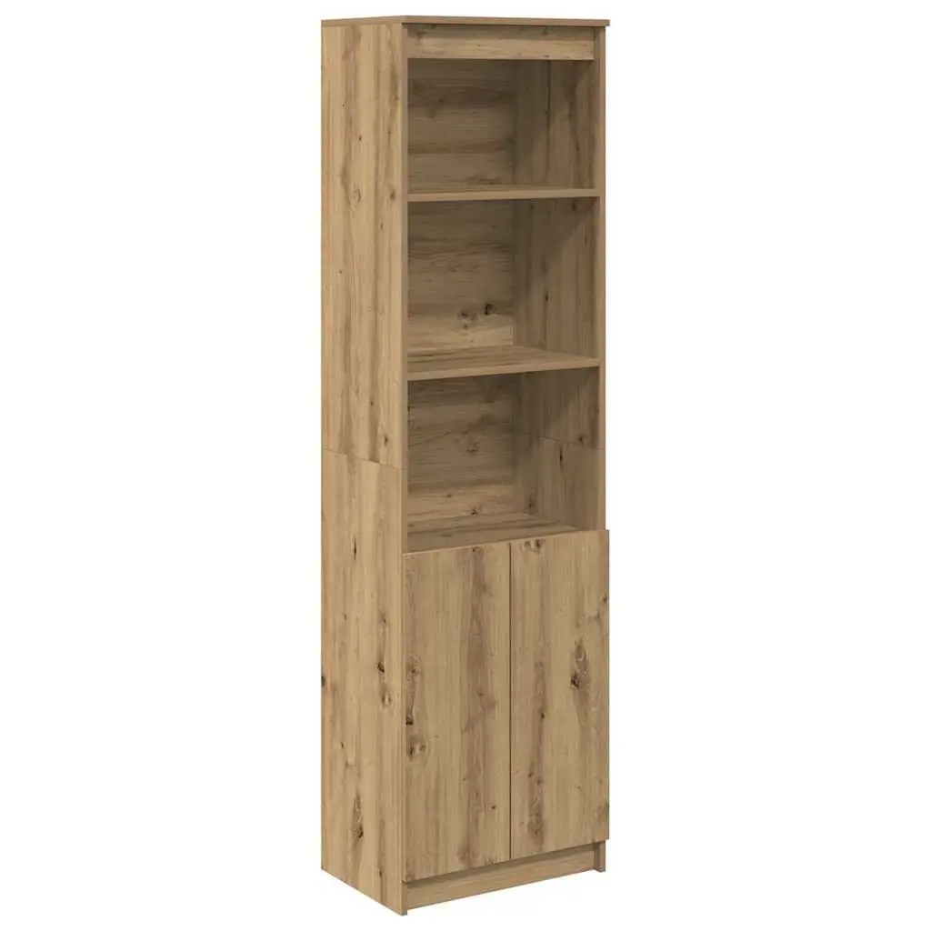 Highboard Storage Cabinet Tall Cupboard Brown Engineered Wood