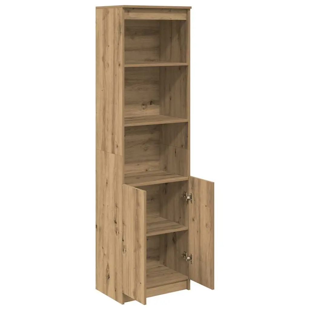 Highboard Storage Cabinet Tall Cupboard Brown Engineered Wood