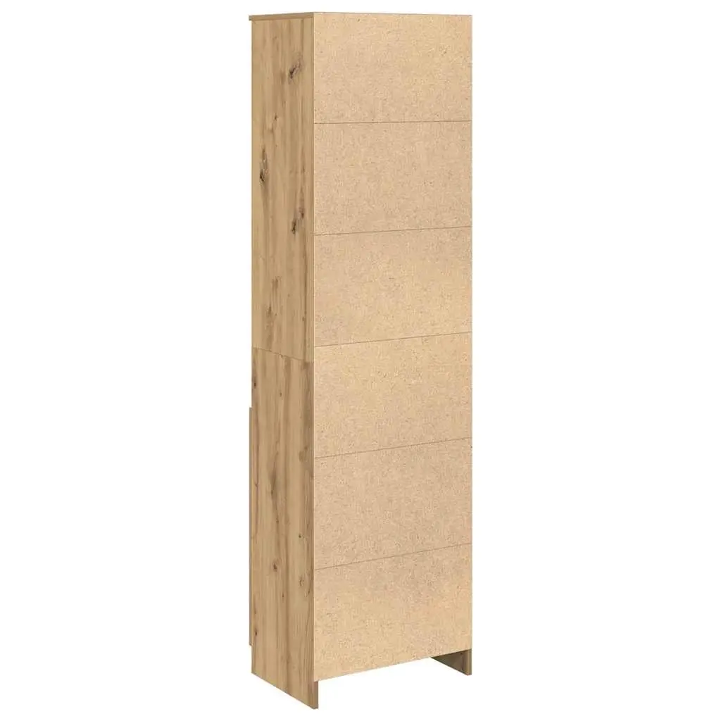Highboard Storage Cabinet Tall Cupboard Brown Engineered Wood