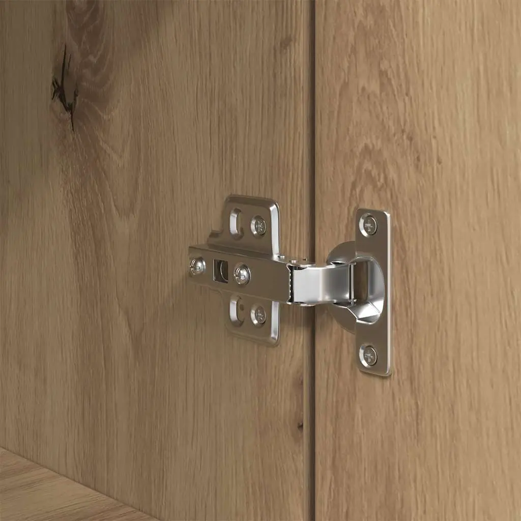Highboard Storage Cabinet Tall Cupboard Brown Engineered Wood