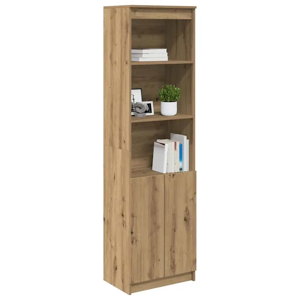 Highboard Storage Cabinet Tall Cupboard Brown Engineered Wood