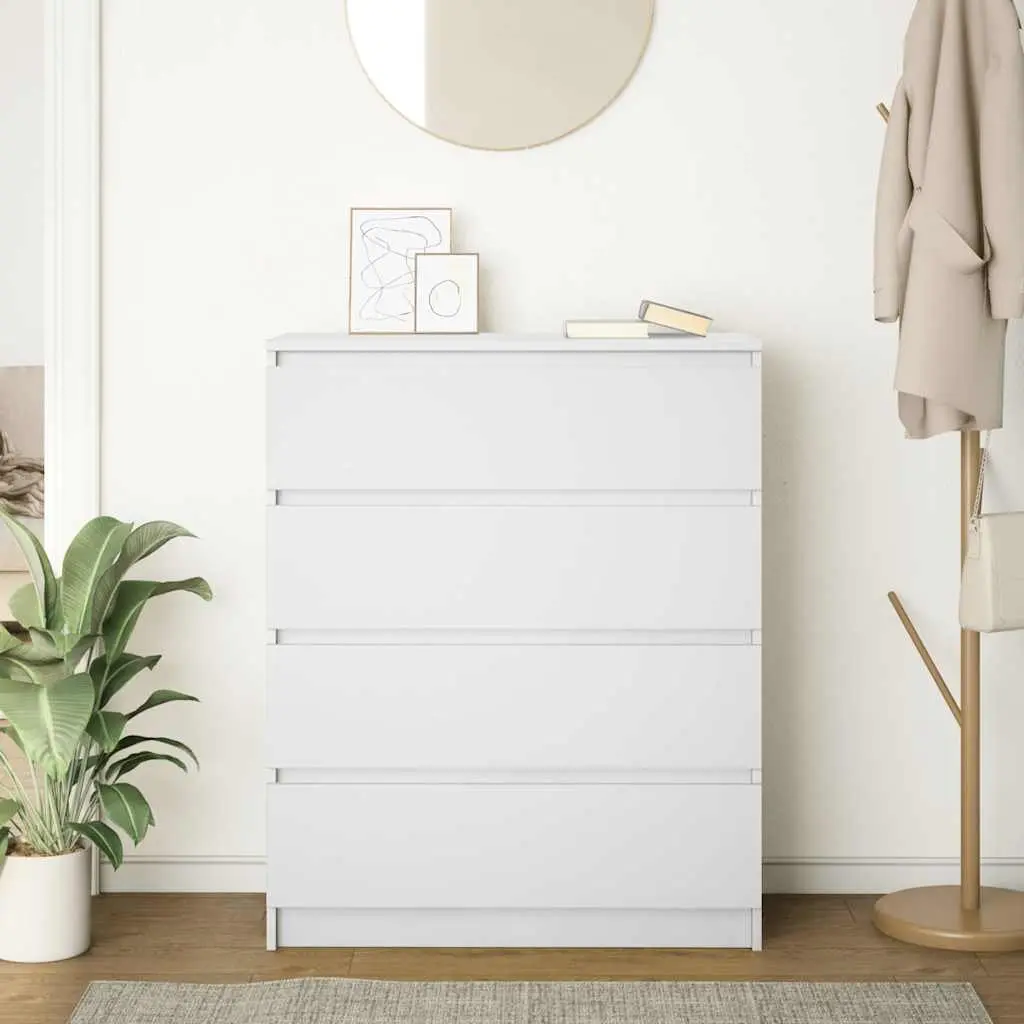 Storage Cabinet Sideboard Engineered Wood 80x35x99cm White Minimalist Furniture
