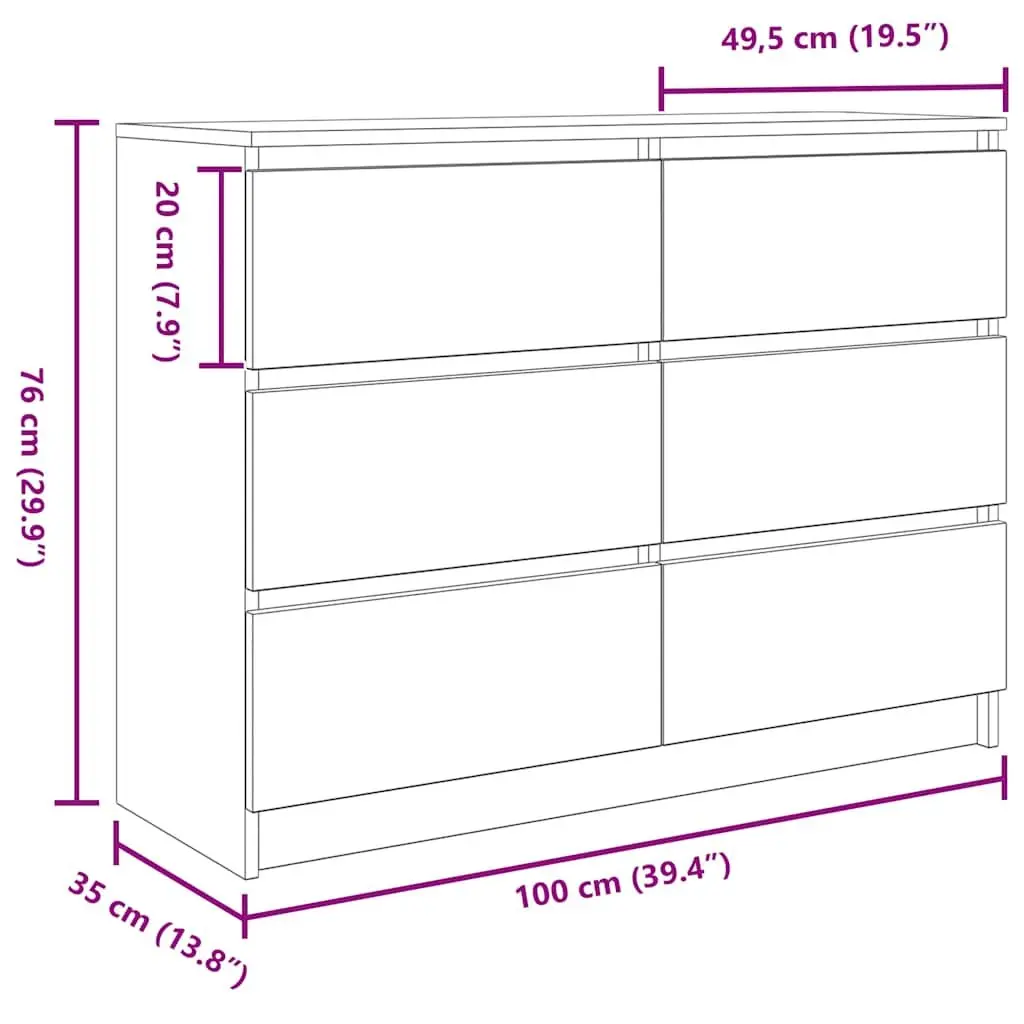 Sideboard Storage Cabinet 100x35x76cm Black Engineered Wood Furniture
