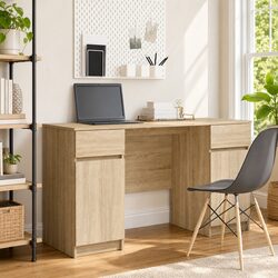 Versatile Sonoma Oak Writing Desk with Storage Solutions