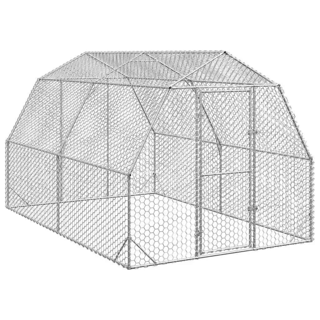Chicken Run Outdoor Coop 2.5x4x2.25m Galvanised Steel Mesh Enclosure Silver