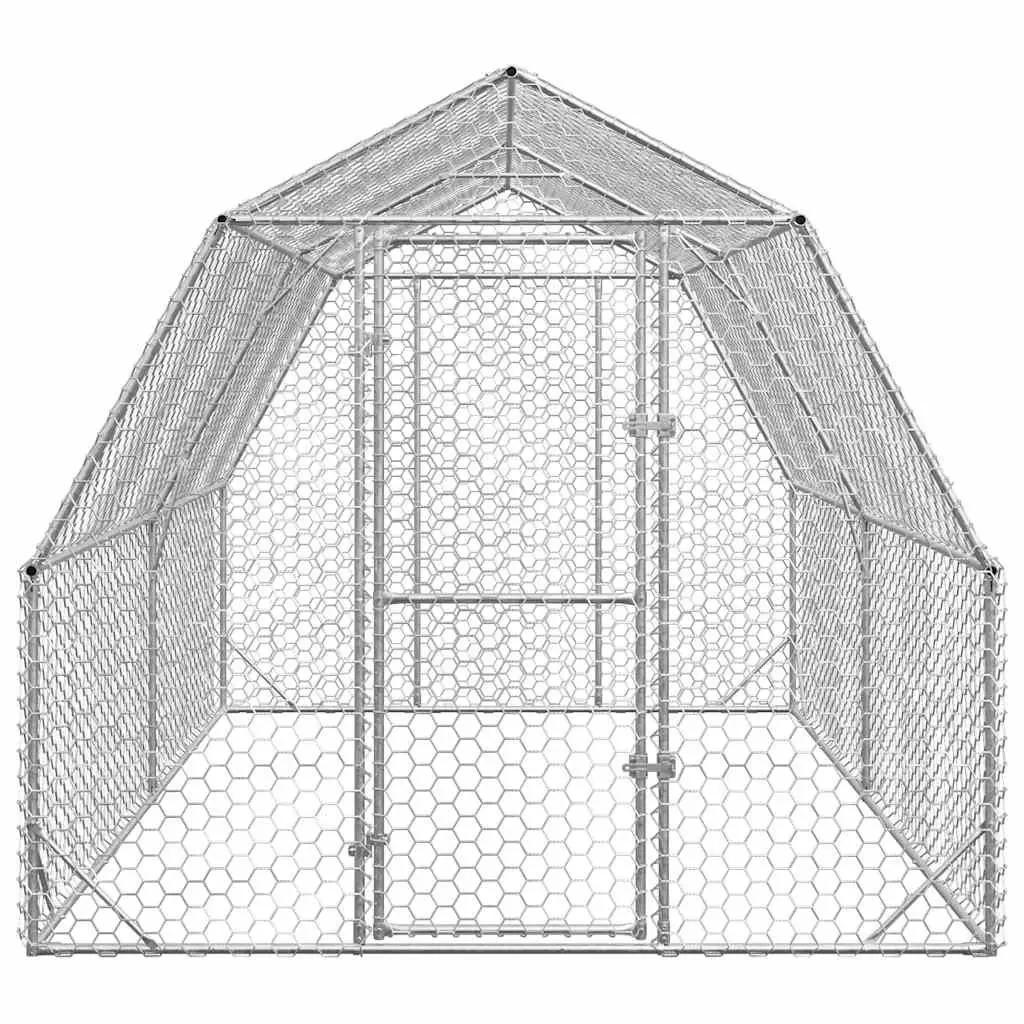 Chicken Run Outdoor Coop 2.5x4x2.25m Galvanised Steel Mesh Enclosure Silver