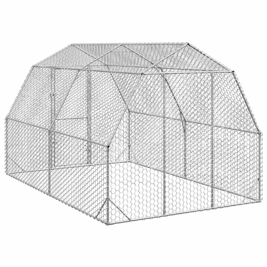 Chicken Run Outdoor Coop 2.5x4x2.25m Galvanised Steel Mesh Enclosure Silver