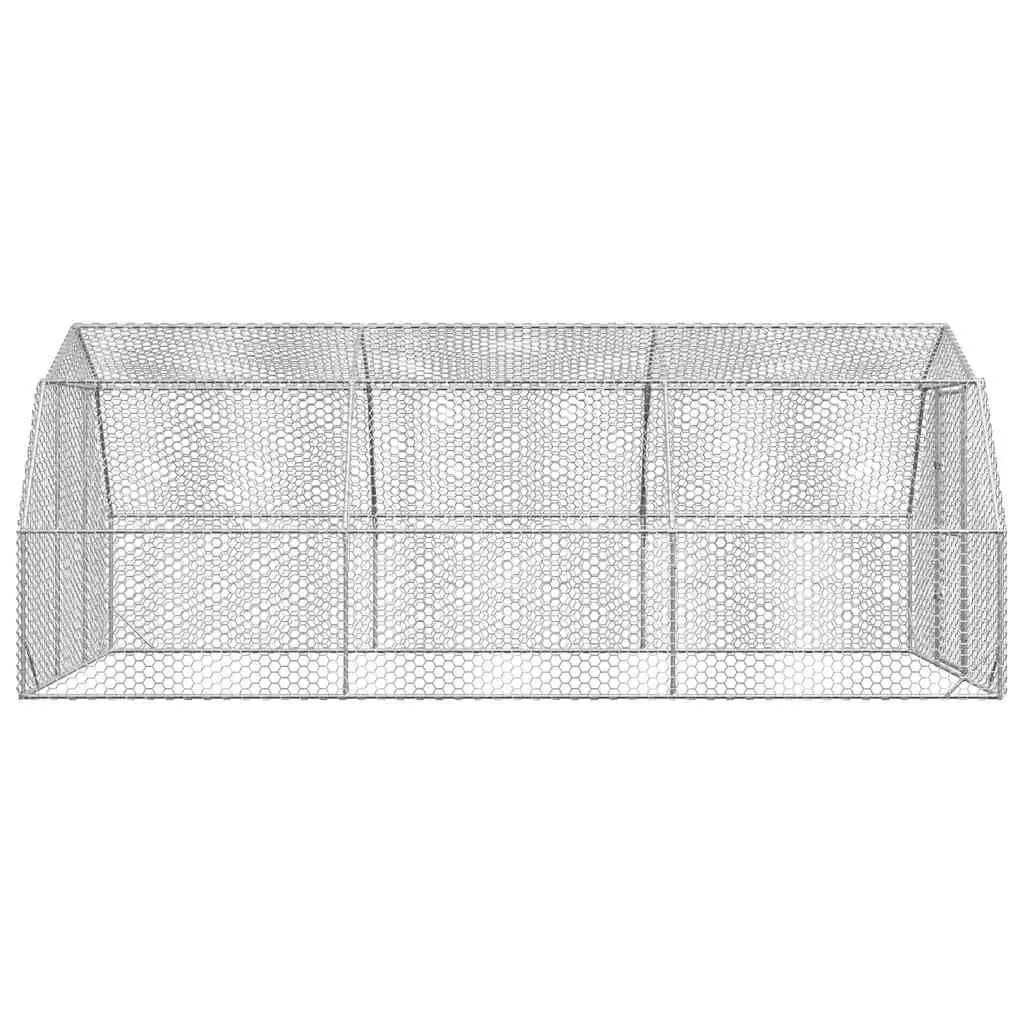 Chicken Run Walk-In Coop Outdoor Enclosure 2.5x6x2.25m Silver Galvanised Steel Mesh