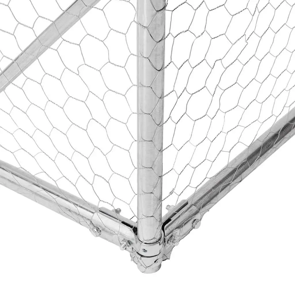 Chicken Run Walk-In Coop Outdoor Enclosure 2.5x6x2.25m Silver Galvanised Steel Mesh