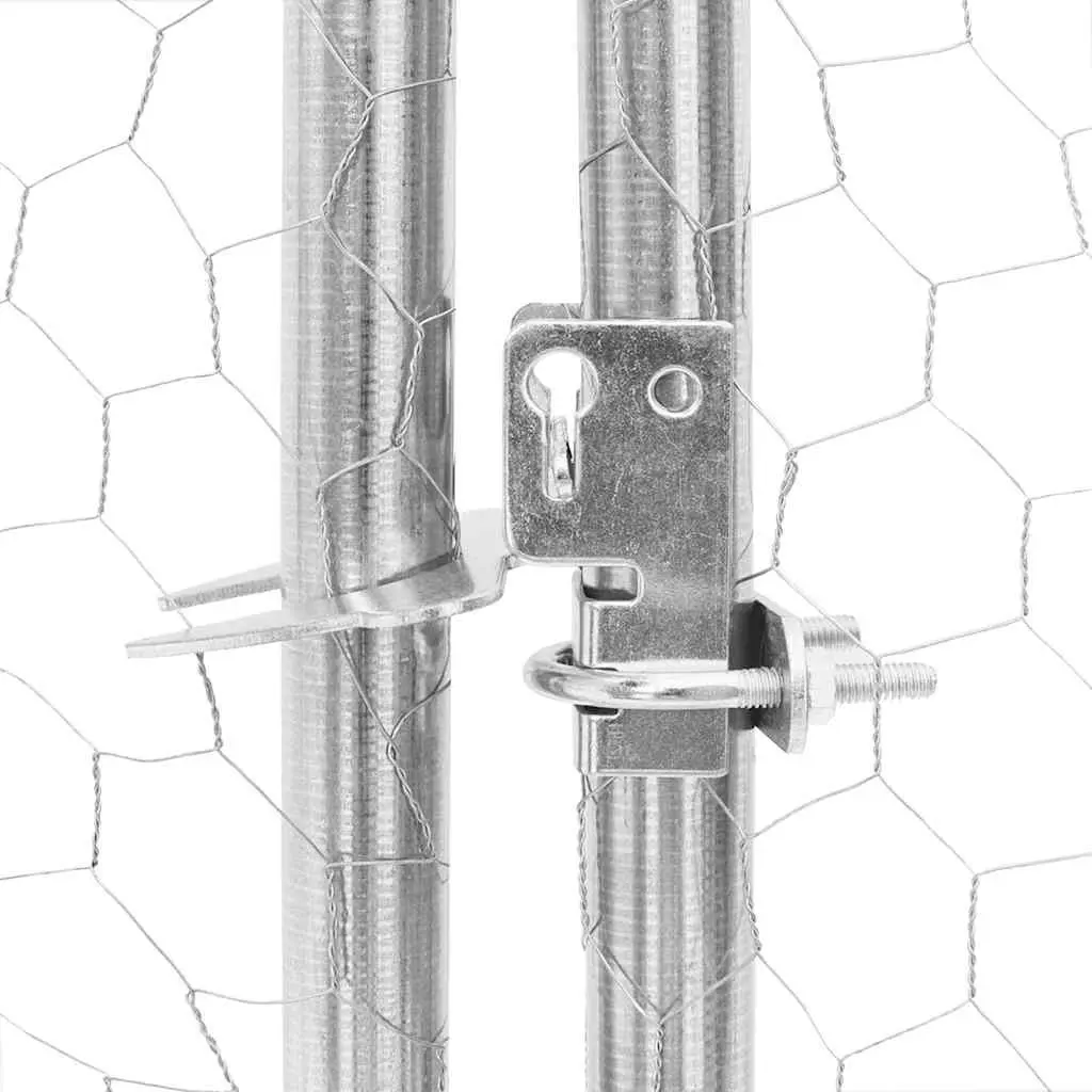 Chicken Run Walk-In Coop Outdoor Enclosure 2.5x6x2.25m Silver Galvanised Steel Mesh