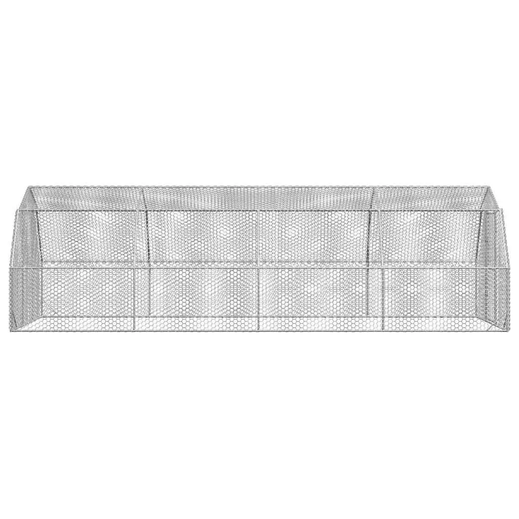 Walk-In Chicken Run Outdoor Use 2.5x8x2.25m Galvanised Steel Mesh Enclosure Silver