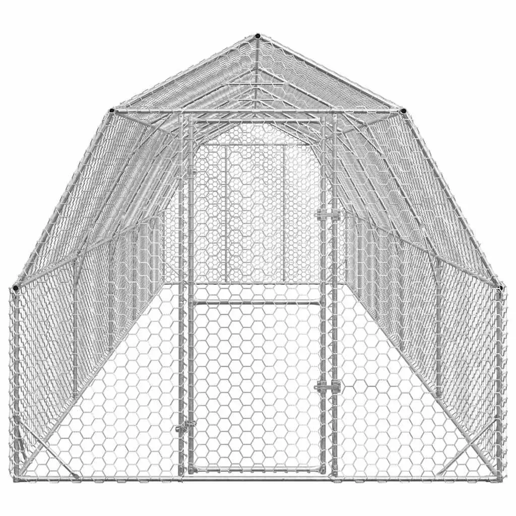 Chicken Run Galvanised Steel Mesh Poultry Enclosure 2.5m x 10m x 2.25m Silver