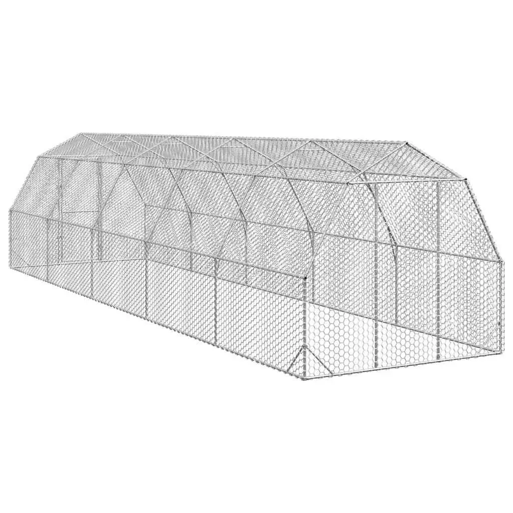 Chicken Run Galvanised Steel Mesh Poultry Enclosure 2.5m x 10m x 2.25m Silver