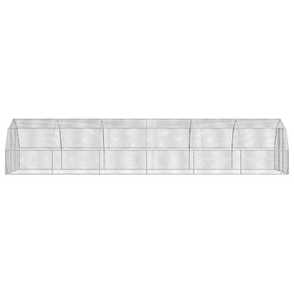Chicken Run Large Outdoor Coop 2.5x12x2.25m Galvanised Steel Hexagonal Mesh Silver