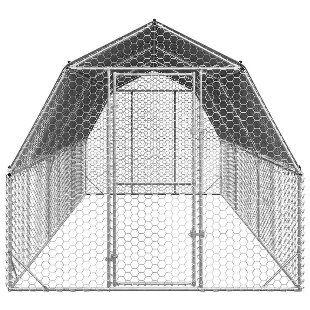 Chicken Run Walk-In Coop 2.5x6x2.25m Silver Galvanised Steel Small Animal Habitat Enclosure