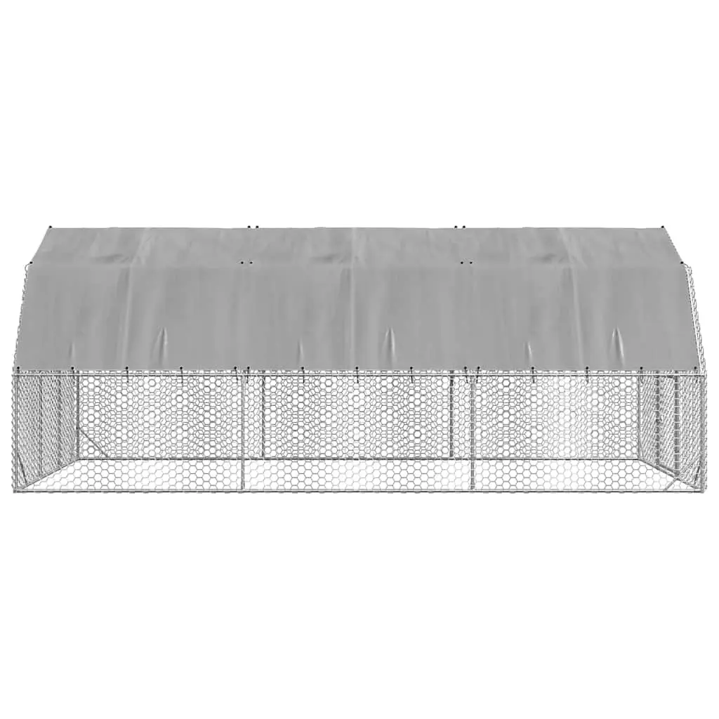 Chicken Run Walk-In Coop 2.5x6x2.25m Silver Galvanised Steel Small Animal Habitat Enclosure