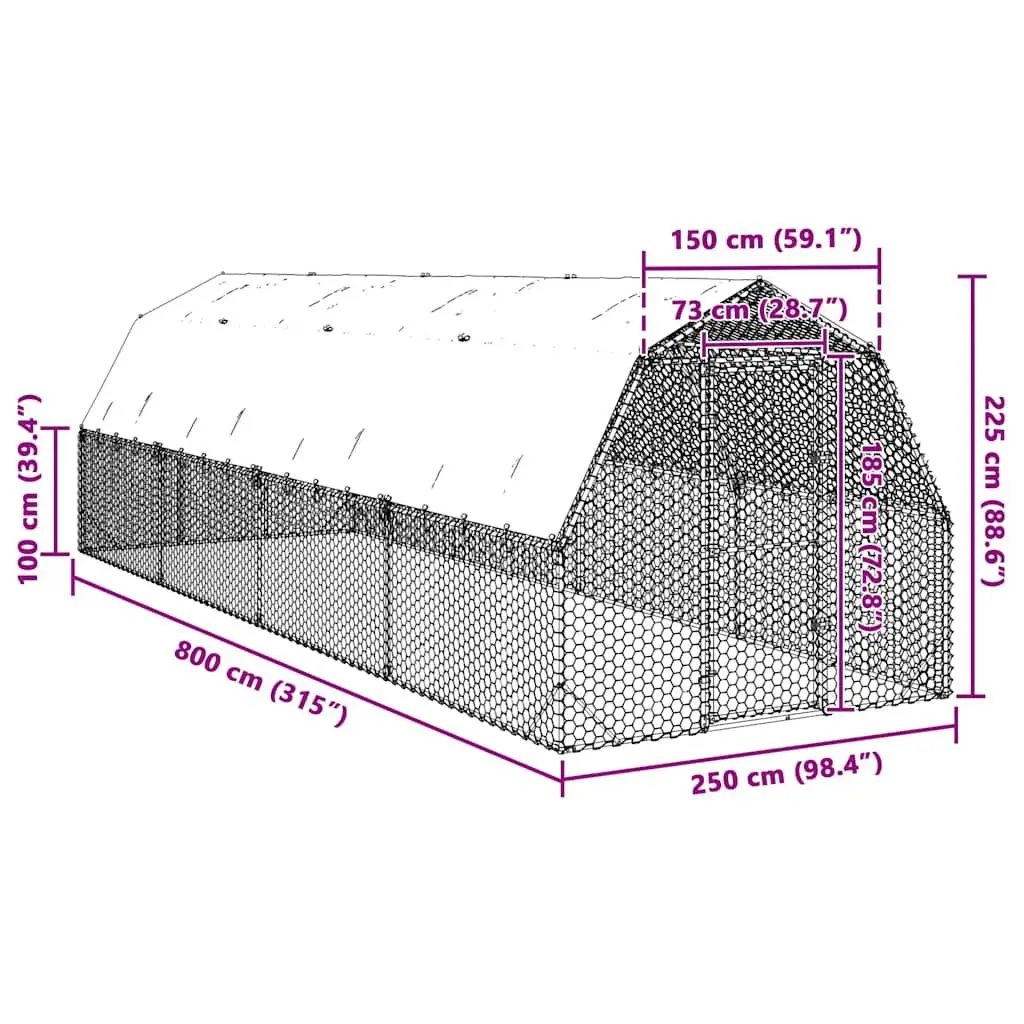 Chicken Run Hexagonal Mesh Walk-In Coop Large Poultry Enclosure Silver