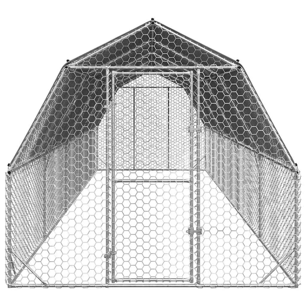 Chicken Run Walk-In Coop 2.5x10x2.25 m Galvanised Steel Frame Silver
