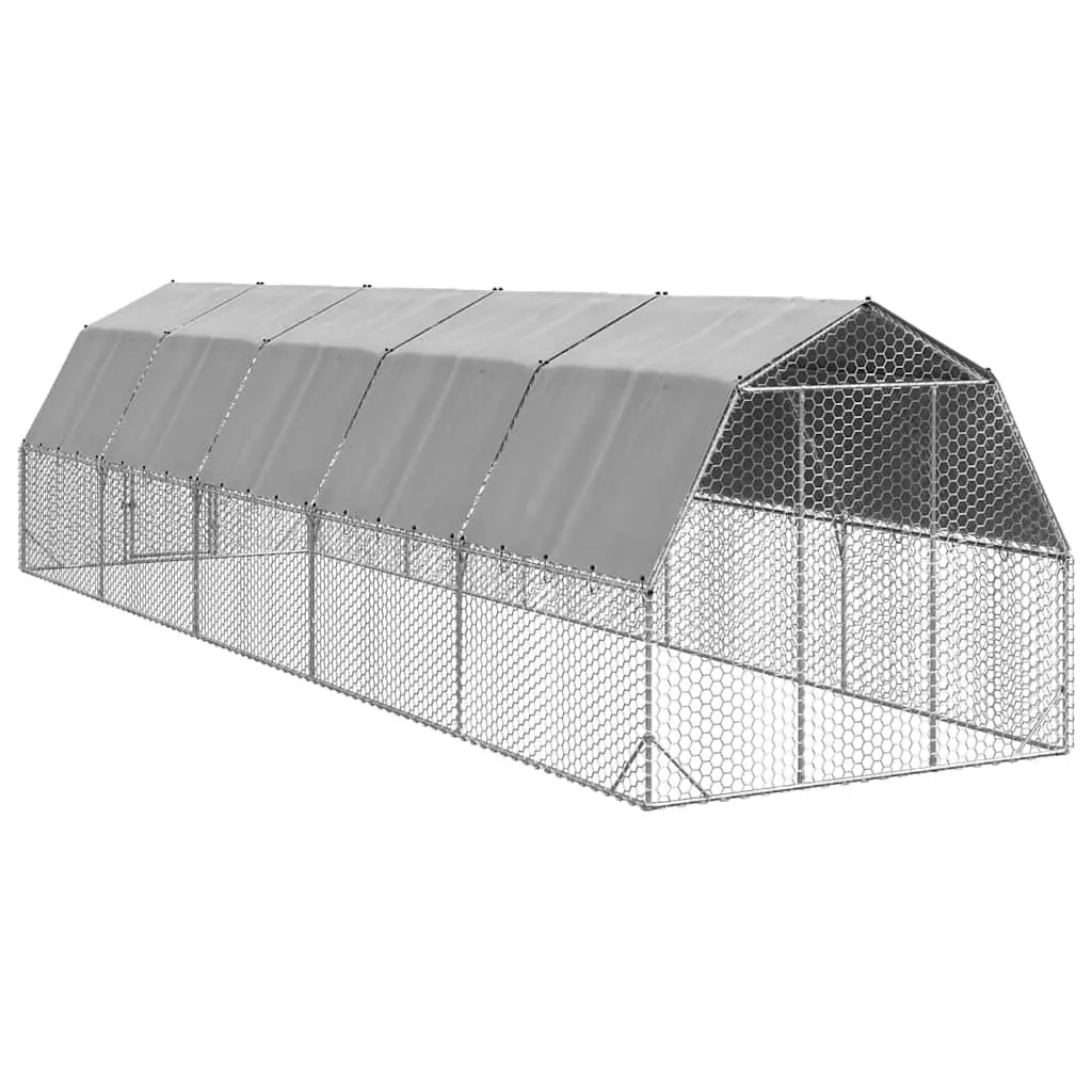 Chicken Run Walk-In Coop 2.5x10x2.25 m Galvanised Steel Frame Silver