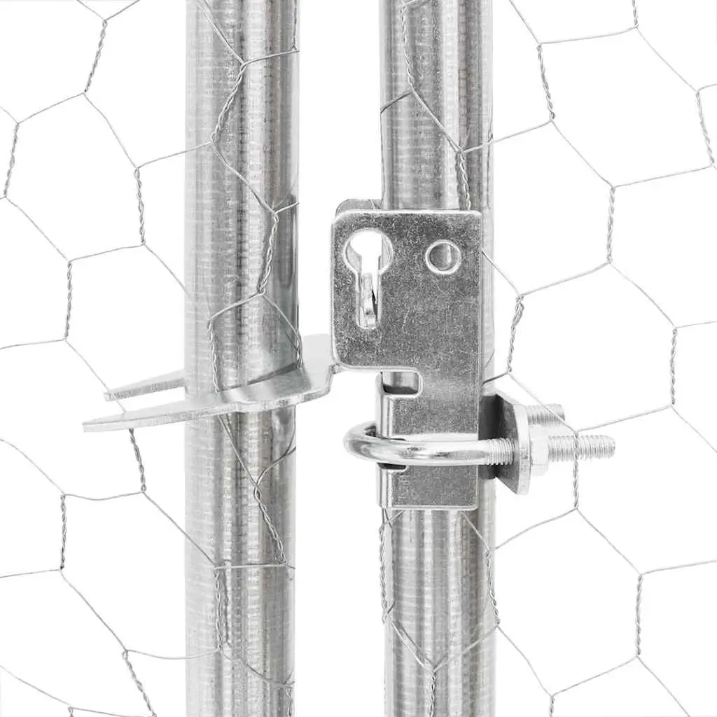 Chicken Run Walk-In Coop 2.5x10x2.25 m Galvanised Steel Frame Silver
