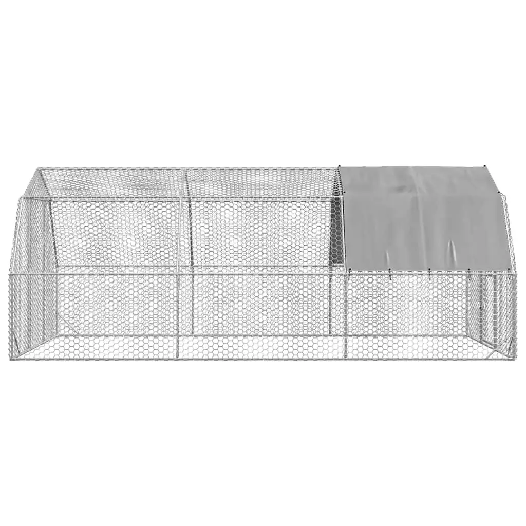 Chicken Run Walk-In Coop Galvanised Steel Frame Hexagonal Mesh 2.5 x 6 x 2.25 m Silver