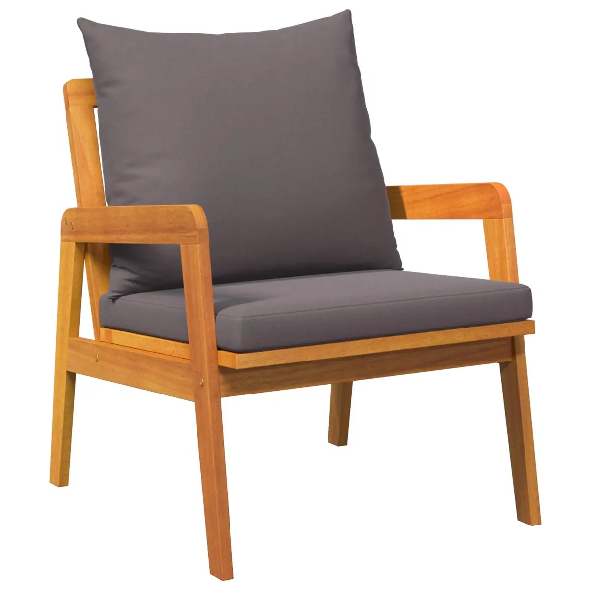 Outdoor Bistro Set 4 Piece Brown Acacia Wood Garden Furniture with Cushions