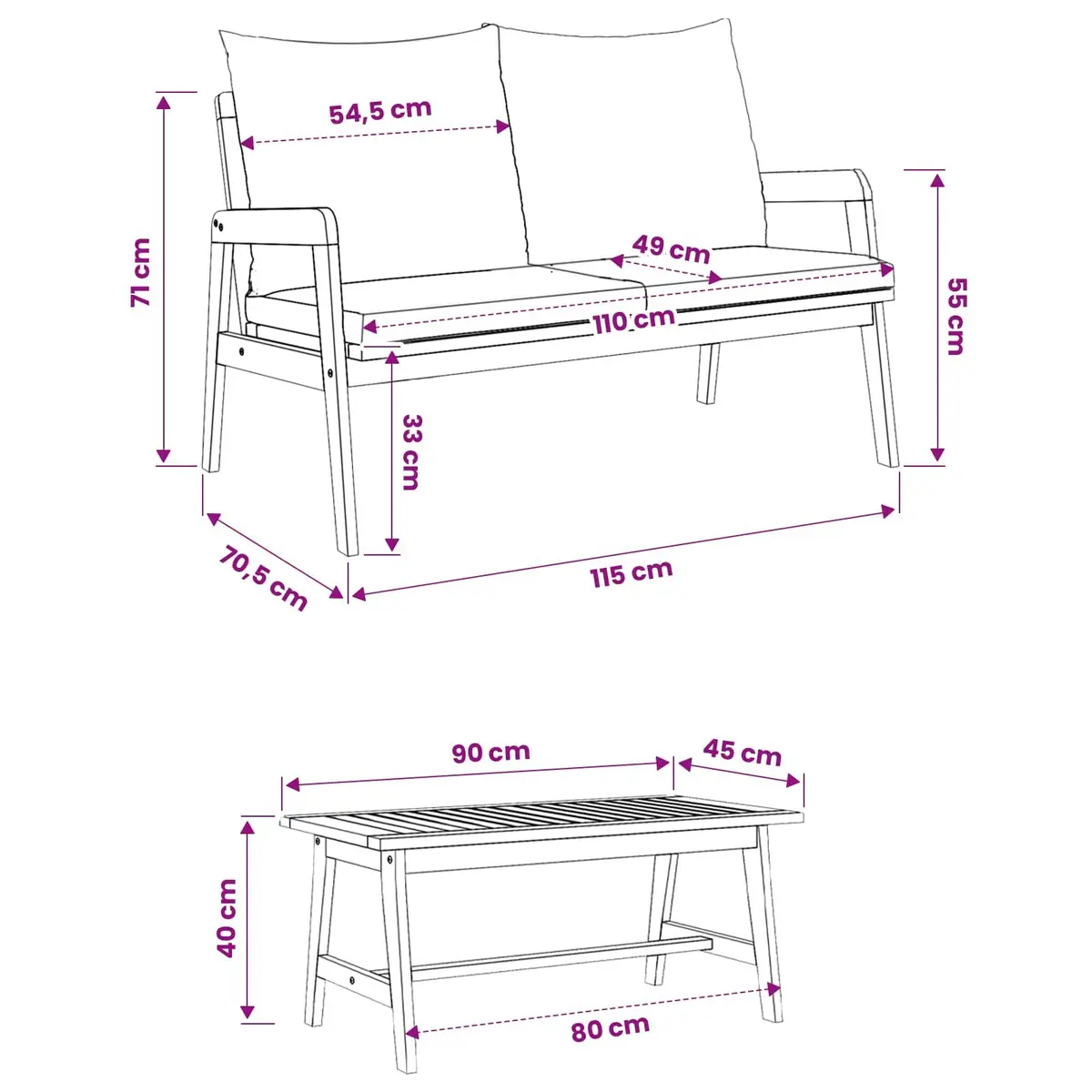3-Piece Outdoor Bistro Set with Cushions