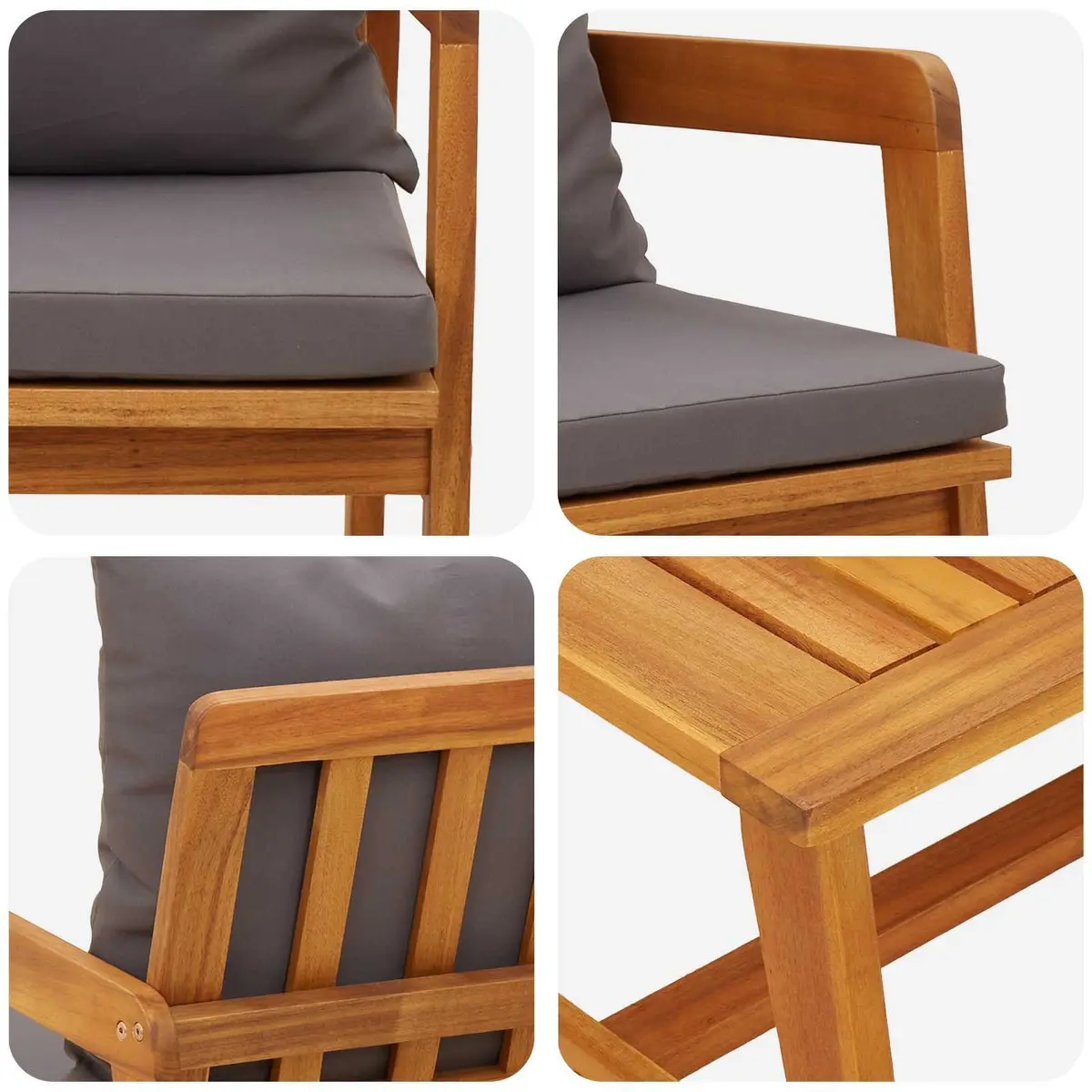 Outdoor Bistro Set 3 Piece Brown Solid Acacia Wood Garden Patio Furniture with