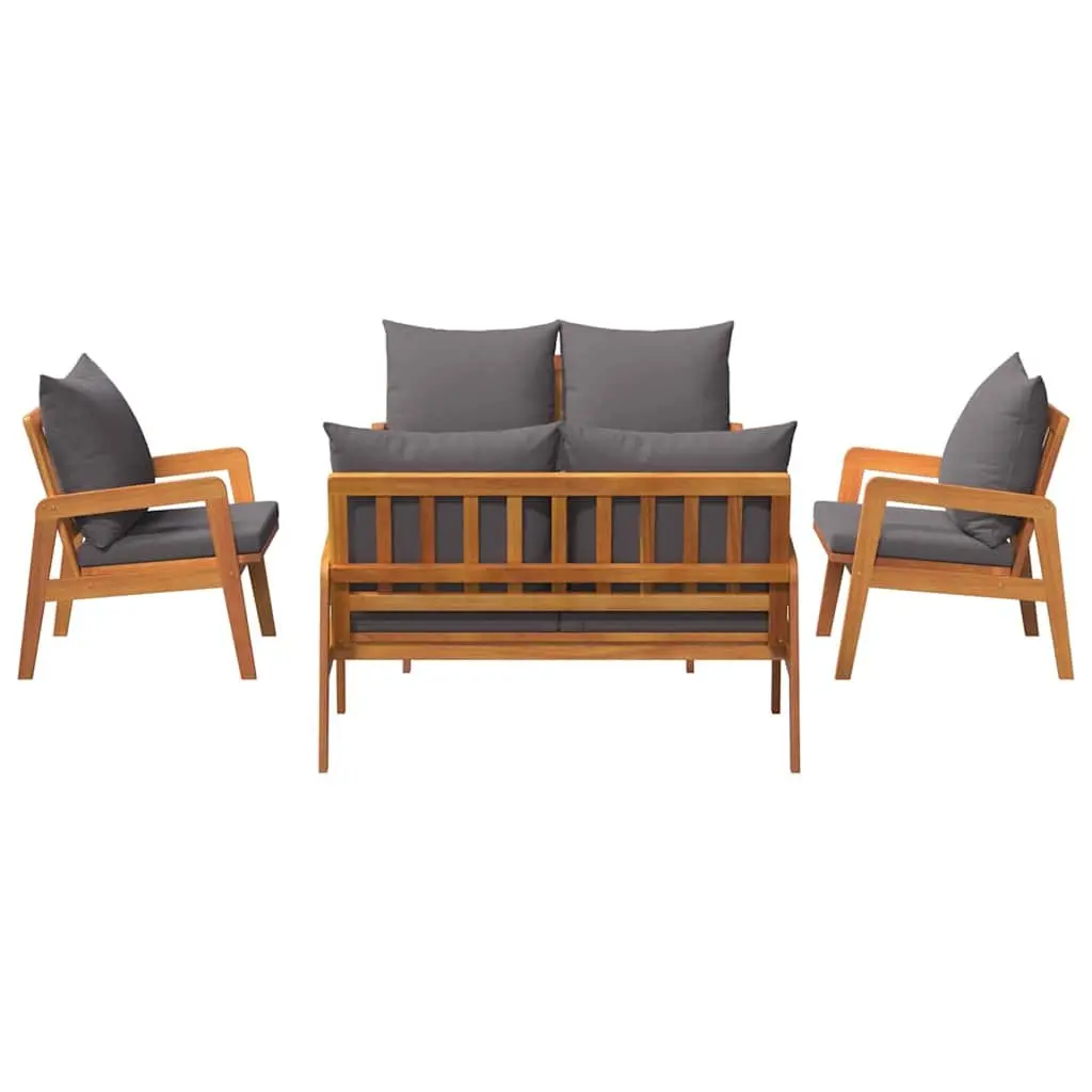 Outdoor Bistro Set 5 Piece Brown Acacia Wood Garden Furniture with Cushions