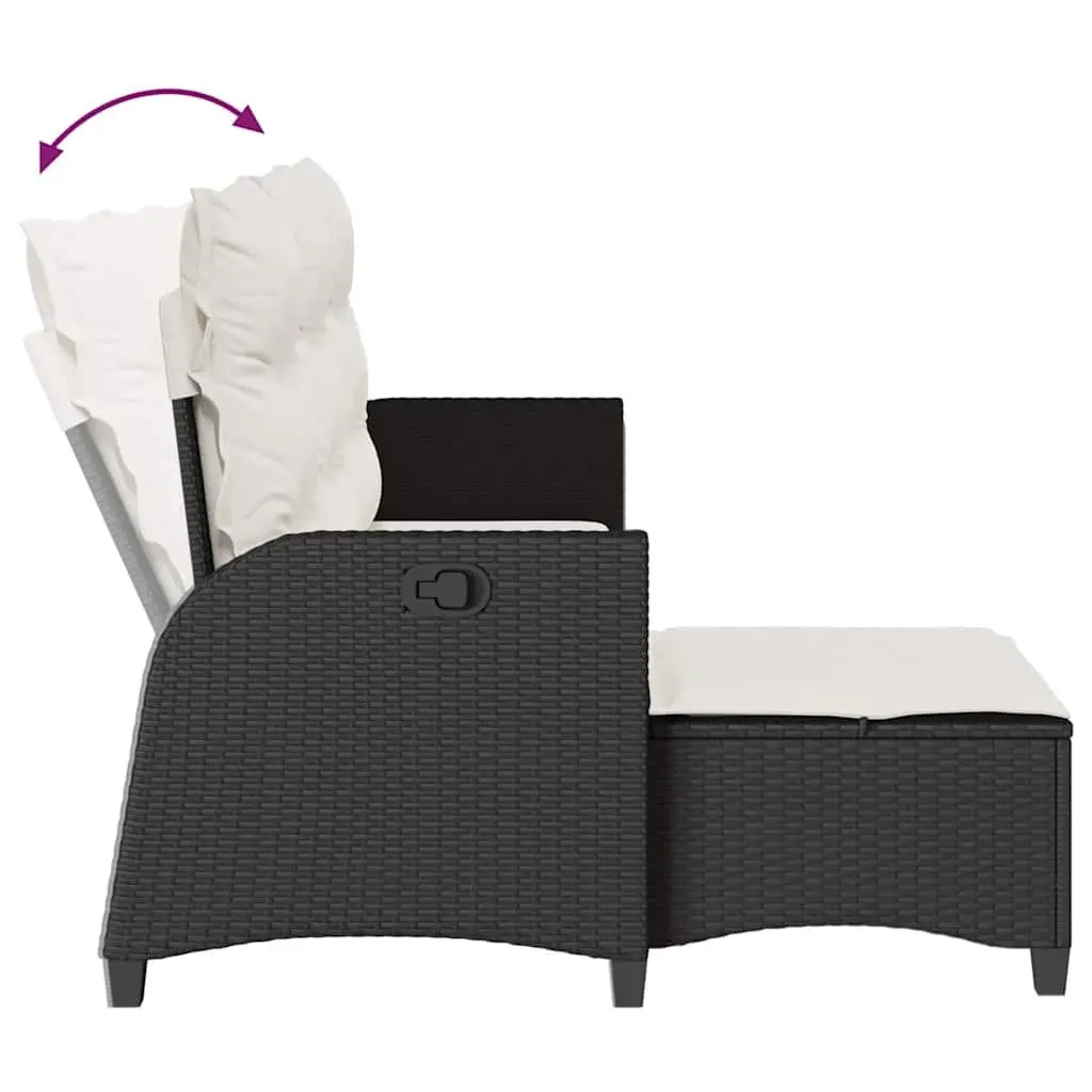 L-Shaped Garden Sofa Set 3 Piece Outdoor Furniture with Cushions Black