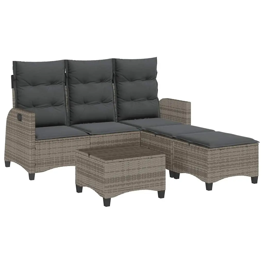 L-shaped Garden Sofa Set Outdoor Furniture 3 Piece Grey