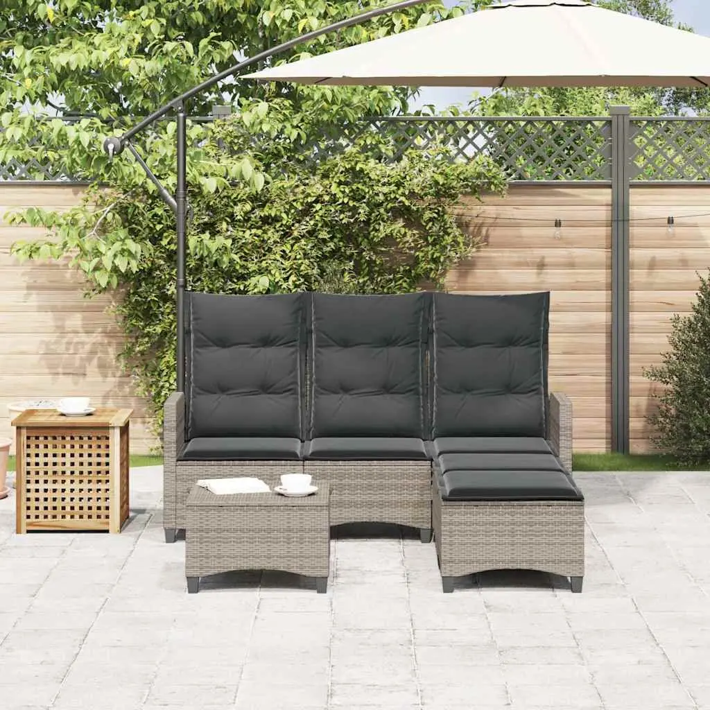 L-shaped Garden Sofa Set Outdoor Furniture 3 Piece Grey