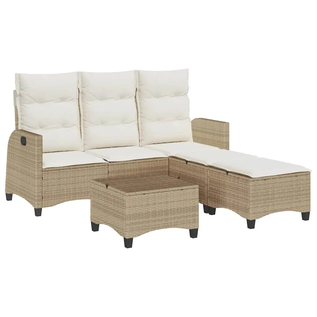 L-Shaped Garden Sofa Set Outdoor Patio Furniture 3 Piece Beige