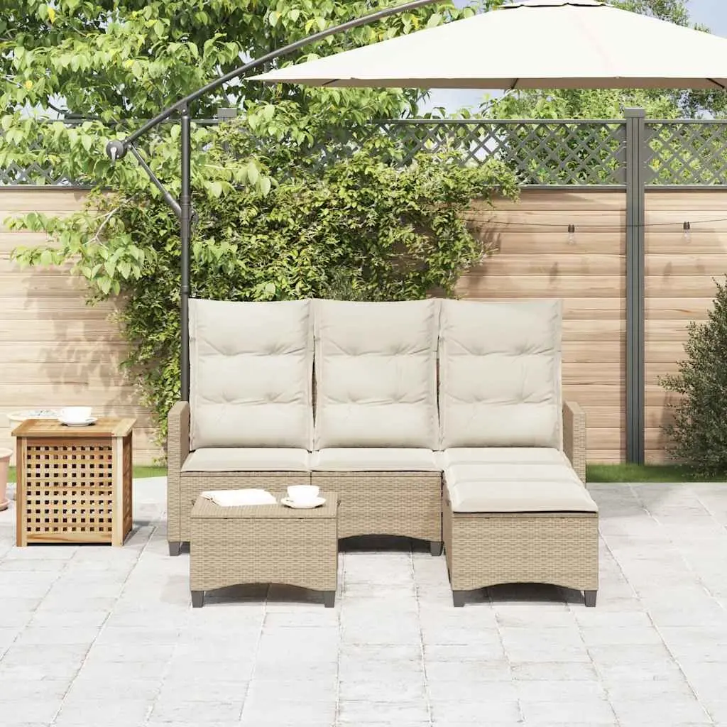 L-Shaped Garden Sofa Set Outdoor Patio Furniture 3 Piece Beige